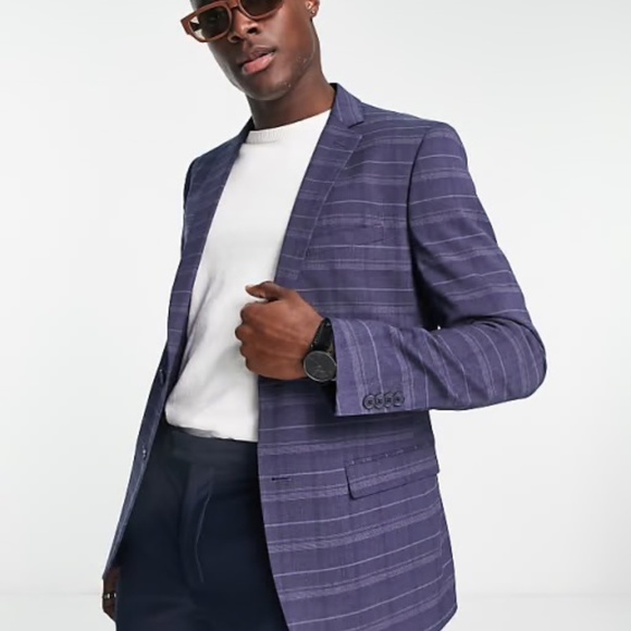 Mens French Connection Marine Check Suit - Picture 2 of 10